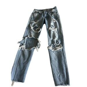 GRLFRND Distressed Jeans High Rise Button Fly 100%  Cotton Size 23 /0